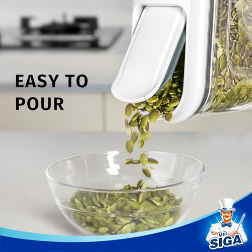 Airtight Cereal Dispenser Set (Transparent/White / Small)