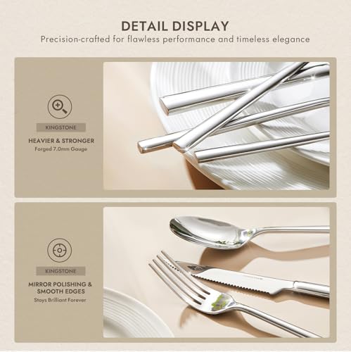 48 Piece Silverware Set with Steak Knives (48-Piece / Silver)
