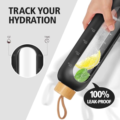 Glass Water Bottles 32 oz (Jet Black-1pack / 32 Ounces)