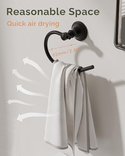 Black Towel Ring Wall Mounted for Bathroom (Matte Black)