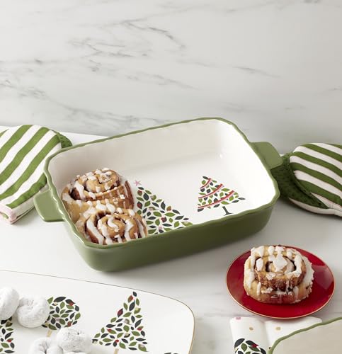 Evergreen Rectangular Scallop Christmas Baking Dish (Rectangular Scallop Baking Dish)