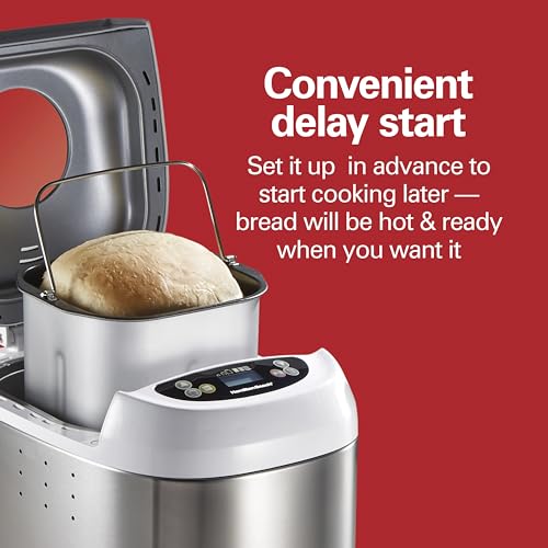 Digital Bread Maker Machine With Delay Start (White and Stainless Steel)