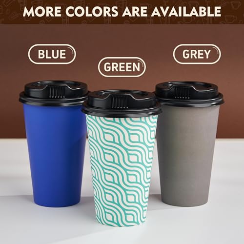 16 oz Coffee Cups with Lids (Blue / 16 oz)