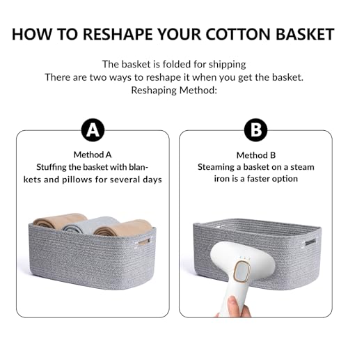 Large Storage Baskets for Organizing (4pcs-L17×W13×H7.5" / Mixed Grey)