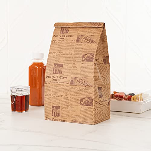 Bag Tek 8 Lb Disposable Lunch Bags 100 Sturdy Take Out Bags (8 lb / Kraft Newsprint)