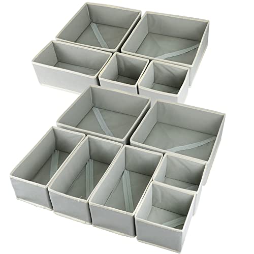 12 Pack Drawer Organizer Clothes (Gray / 12 Pack)