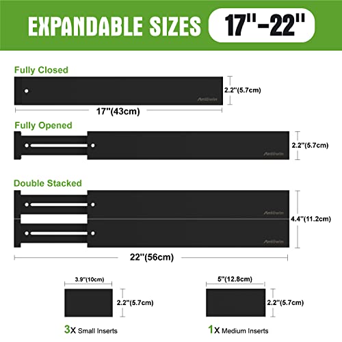 Bamboo Drawer Dividers Organizers (Black)