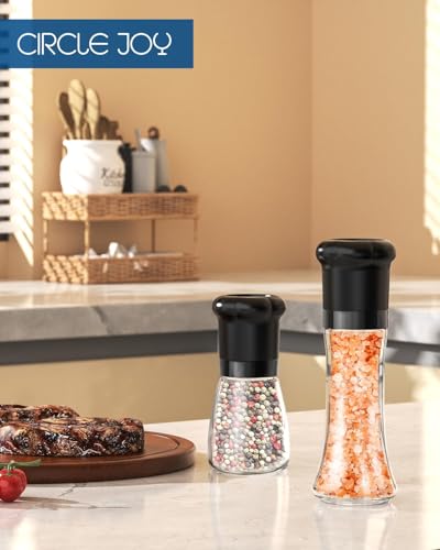 Premium Manual Salt and Pepper Grinder Set (Tall Set - Black)