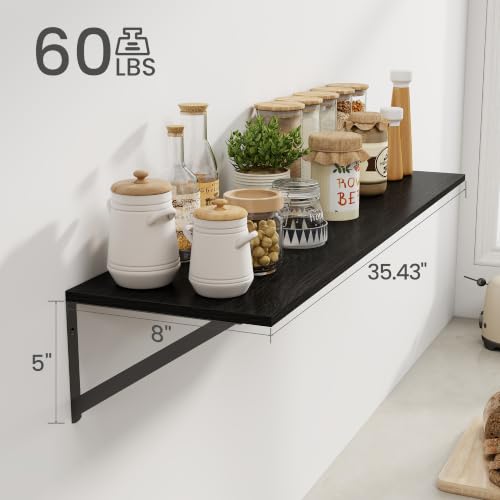 Black Deep Floating Shelves for Wall