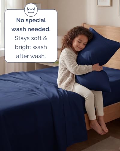 Twin Size 3 Piece Sheet Set (18 - Navy Blue / Twin)