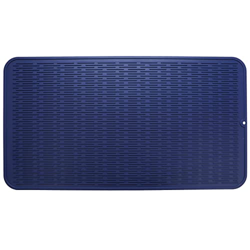 Silicone Dish Drying Mat for Multiple Usage (Navy Blue / 32"L x 18"W)