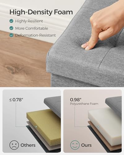 30 Inches Storage Ottoman (Light Gray / 15"D x 30"W x 15"H (with Flipping Lid))