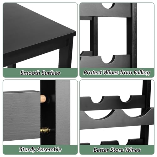 Wine Rack 24 Botttle Freestanding Floor (6 Tier Black)