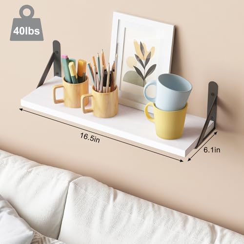 16.5in Floating Shelves for Wall Home Decor (White / 16.5 x 6.1 x 0.59 inches)
