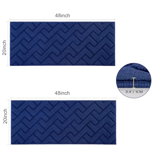 Kitchen Runner Rug (Navy Blue / 20"x48"+20"x48")