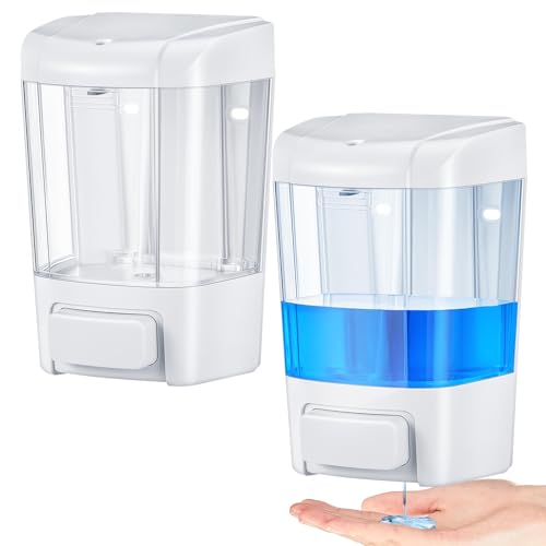 2 Pcs Wall Mounted Soap Dispenser (White / 27 oz 800 ml)