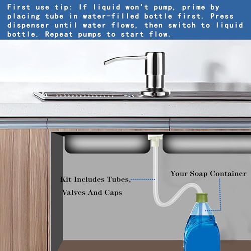 Soap Dispenser for Kitchen Soap Dispenser Pump Chrome with 47" Tube Kit