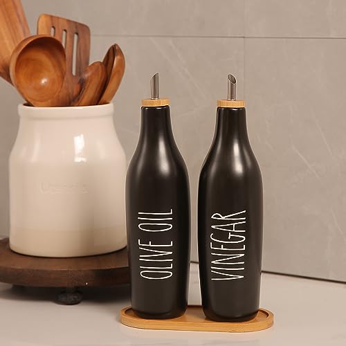 Olive Oil and Vinegar Dispenser Set (Print-Black&Tary)