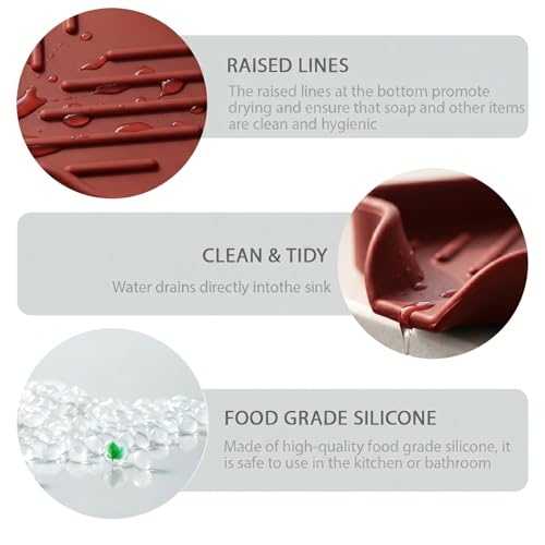 Silicone Soap Dish with Drain Spout (Red / S(4.9"×3.2"))