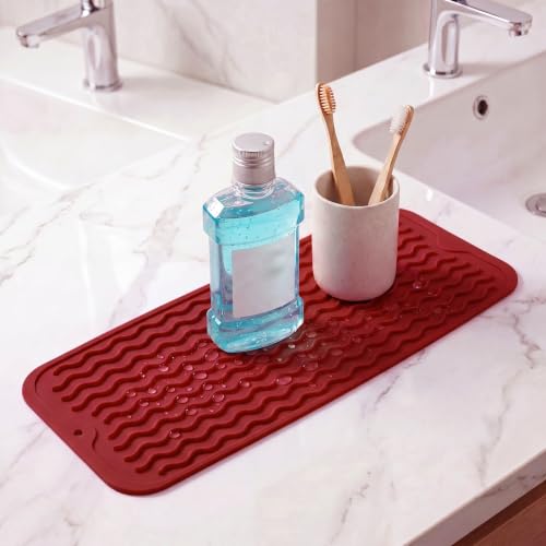 Silicone Dish Drying Mat for Multiple Usage (Red / 17"L x 6"W)