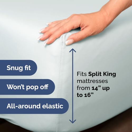 Flex Top Split Head King 4 Piece Sheet Set (23 - Ice Blue / Split Head/Flex Top)