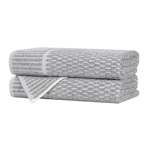 Juno Viscose Cotton Blend Medium Weight Towels (2 Piece Bath Towel Set / Charcoal)
