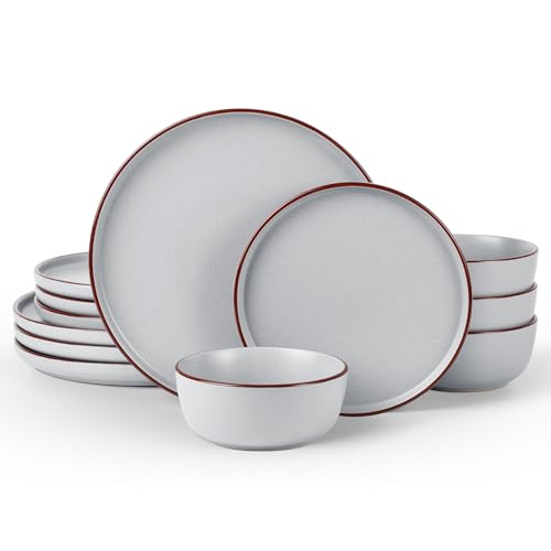 Mercury 12 Piece Stoneware Dinnerware Set (Light Grey / Service for 4 (Standard Dinner Set))