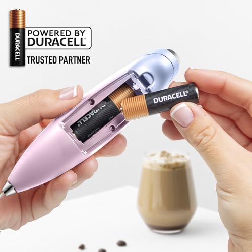 Powerful Milk Frother Wand With Duracell Batteries (Sweet Lavender / Double Whisk + Batteries)