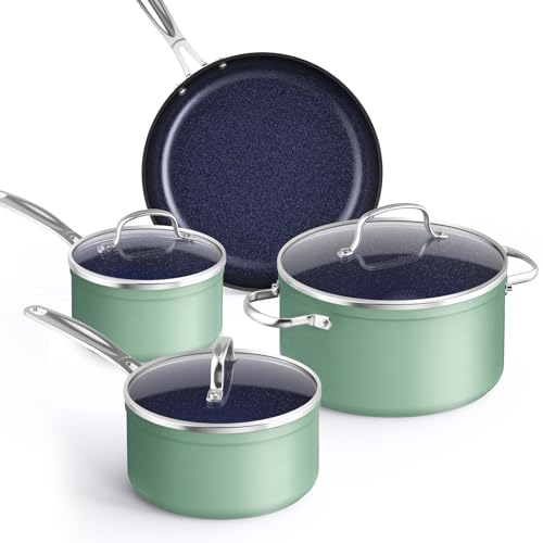 Healthy Duralon Blue Ceramic Nonstick Coated 7pc Cookware Set (7 PC / Rosemary Green)