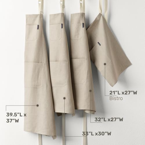 100% Pure Linen Apron (Natural / Ivory / 33 X 30 Inch)
