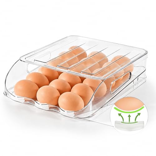 18 Egg Holder for Fridge with Silicone Bumpers