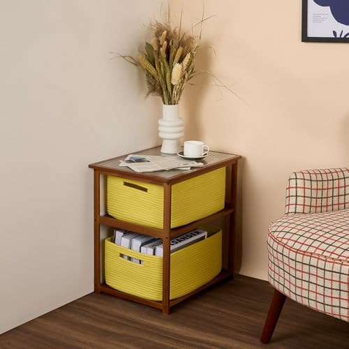 Large Storage Baskets for Shelves (3pcs-L17×W13×H7.5" / Yellow)
