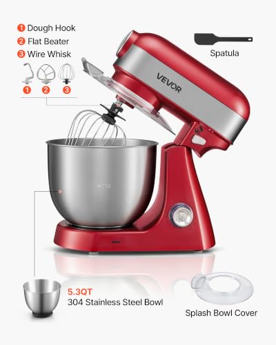 5.3 Qt Tilt Head Stand Mixer 400W Metal Electric Dough Mixer (5L)