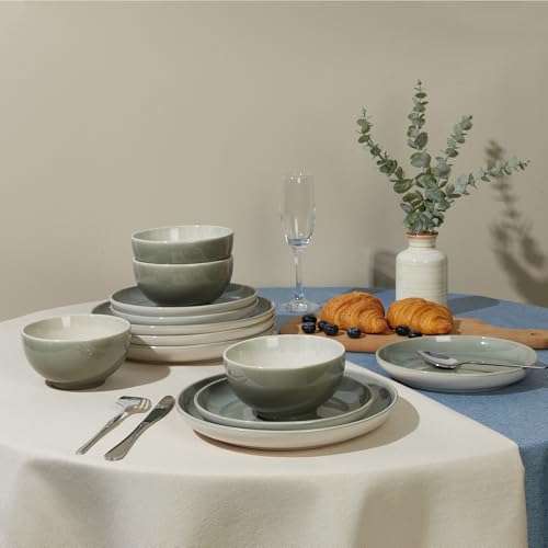 Ceramic Dinnerware Sets for 6 (Gray Green / Set (18pcs))