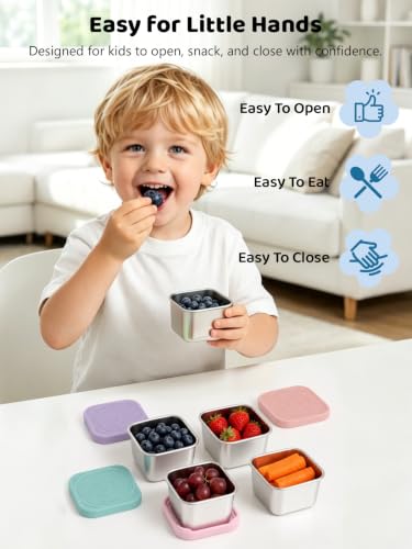 6 Pack Stainless Steel Snack Containers for Kids (color2)
