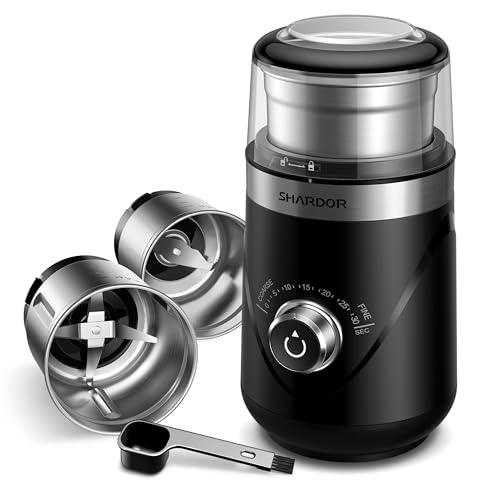 Electric Super Silent Blade Coffee Grinder (Black / 2 Bowl)