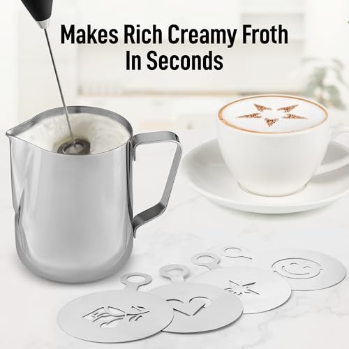 Zulay Premium Gift Milk Frother Set (Graphite Black / Gift Box Frother)