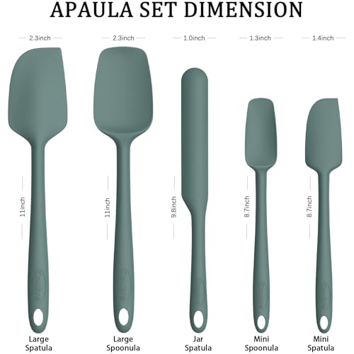 Silicone Spatula Set of 5 (Pure Dark Green)