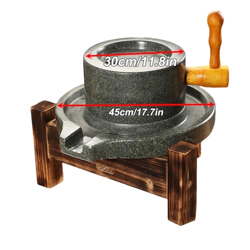 Handmade Stone Mill Grinder with Wooden Stand