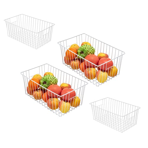 16inch Freezer Wire Storage Organizer Baskets (White)