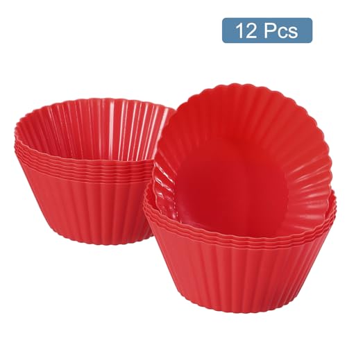 12Pcs Silicone Cupcake Liners (Red / 2")
