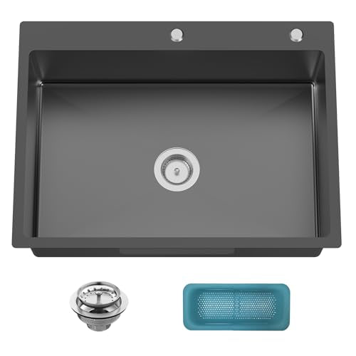 Black 30x22In Drop In Kitchen Sink (30x22 Black)