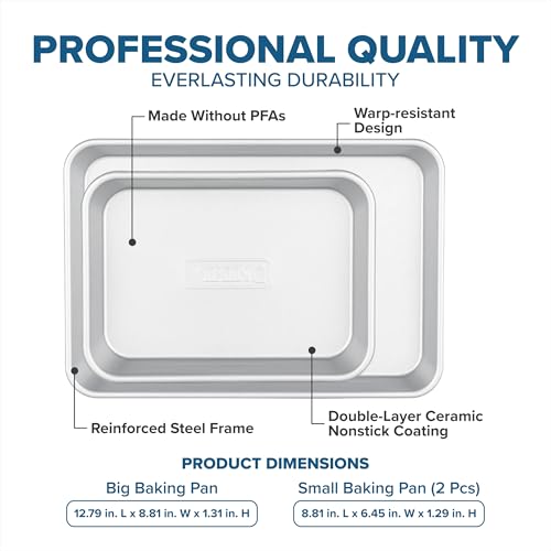 Premium Nonstick Ceramic Baking Sheet Pan Set (9 inch & 13 inch)