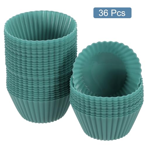 36Pcs Silicone Cupcake Liners (Dark Green / 2.8")