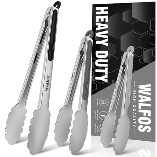 Stainless Steel Kitchen Tongs for Cooking (7+9+12inch / Stainless Steel)