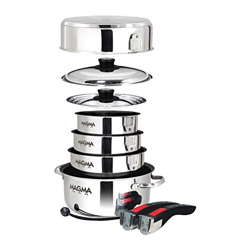 A10-366-2-IND 10 Piece Stainless Steel NonStick Nesting Cookware Set (Stainless Steel / 10 Piece, Non-stick)