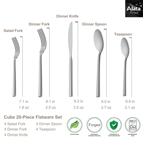 Cube 20 Piece Forged Flatware Set Service for 4 (Satin / 20 pieces for 4)