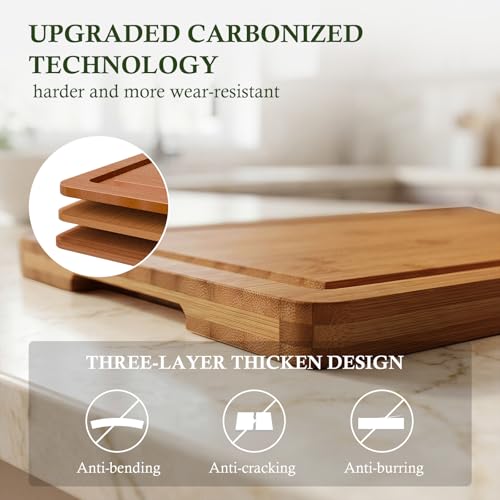 Bamboo Cutting Boards for Kitchen (Carbonized Bamboo(Brown))