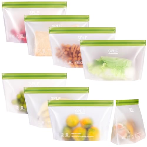 8 Pack Stand Up Reusable Half Gallon Freezer Bags Dishwasher Safe (8 Pack Half Gallon Bags)
