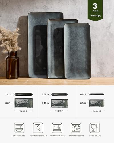 Serving Platters Set of 3 Sizes (Deep Forest)